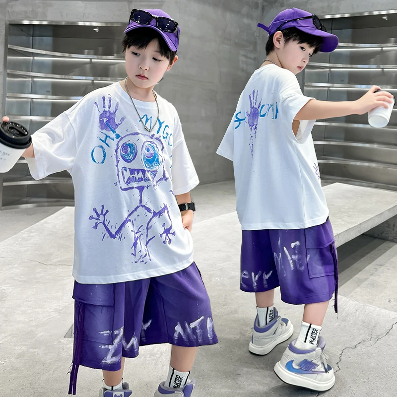 男童夏装套装儿童夏季衣服2025新款中大童6-15岁洋气夏款宽松潮酷