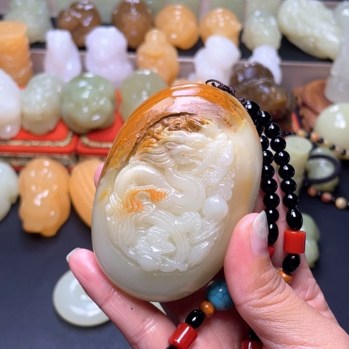 石材方解石手把件