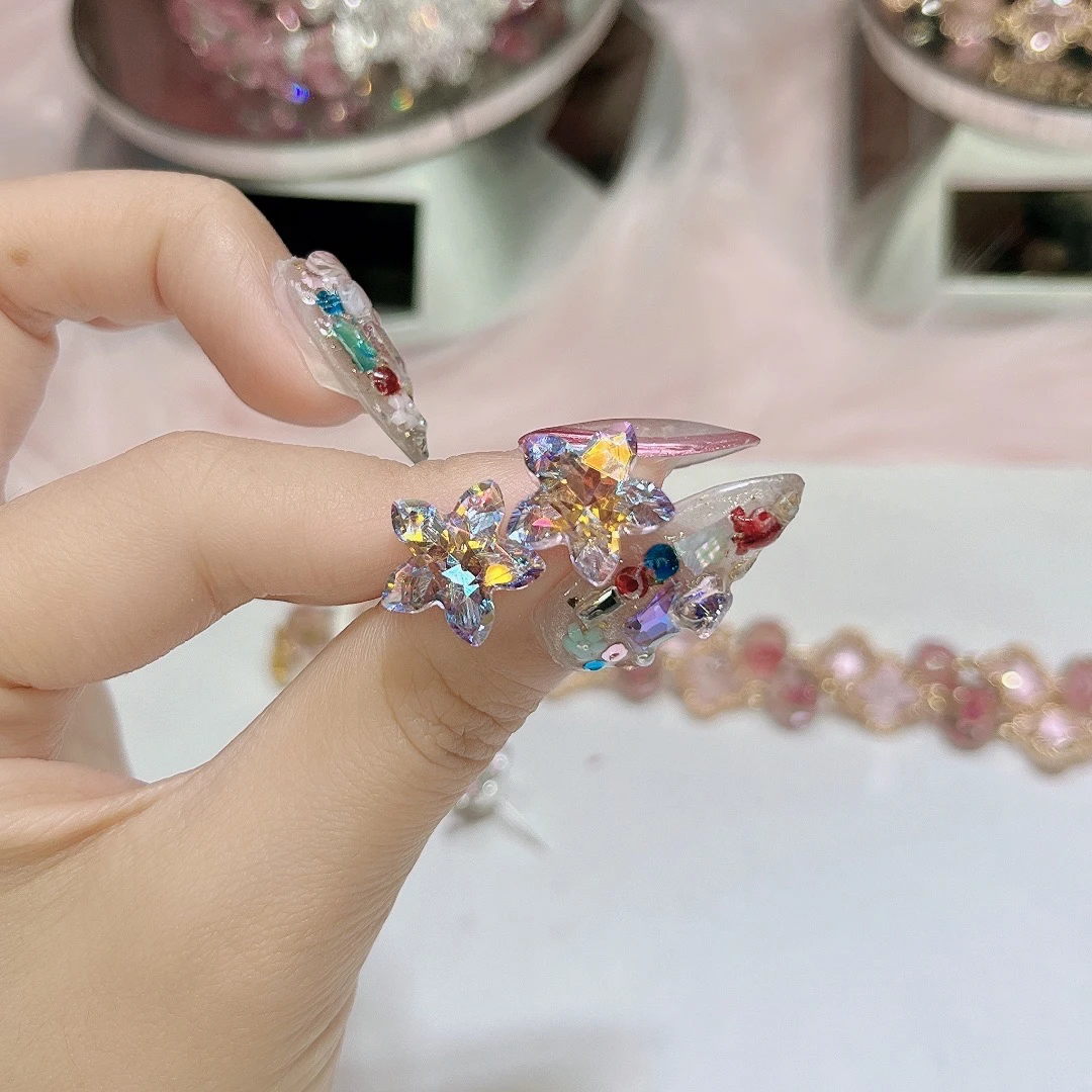 非金属莫桑石耳饰 0012粉色星星耳钉