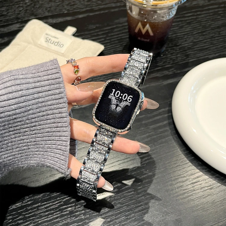 满天星手表表带适用小米手环89pro苹果watchS11S10高级感金属表带