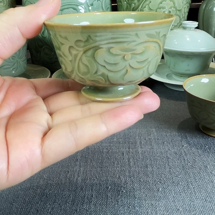 耀州窑仿古釉全手工小茶盏微瑕