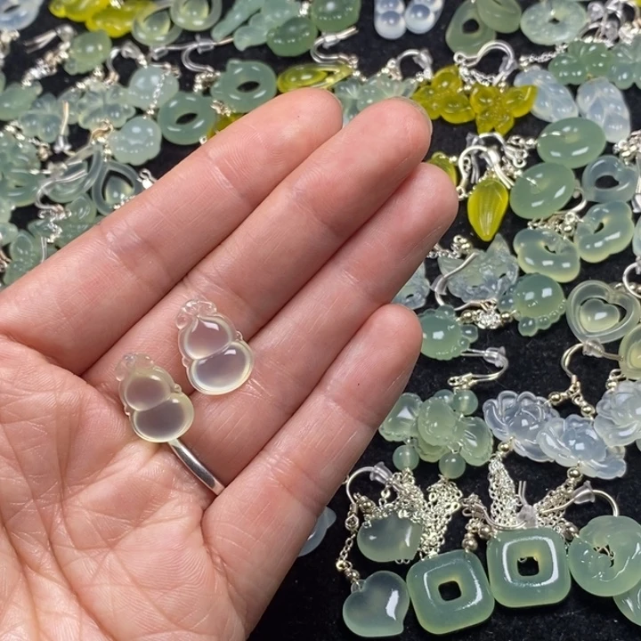 蛇纹石玉未镶嵌挂件耳饰耳环项链