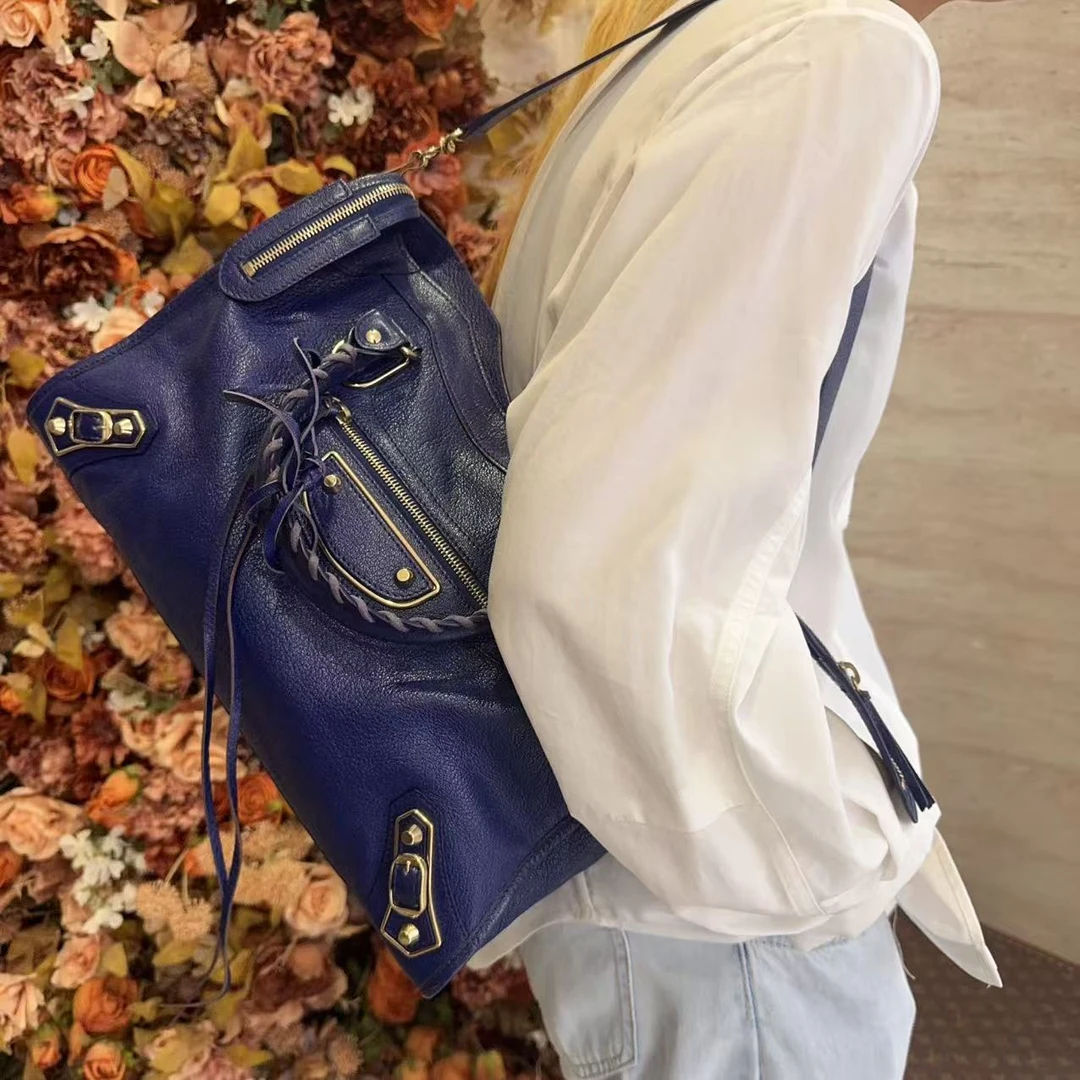 95新 Balenciaga/巴黎世家 BALENCIAGA/巴黎世家【冰】紫蓝色机车包