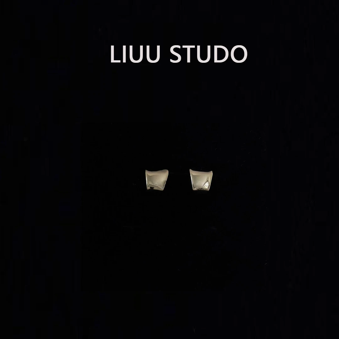 铜合金耳饰 【LIUU】银色叶片设计感耳环