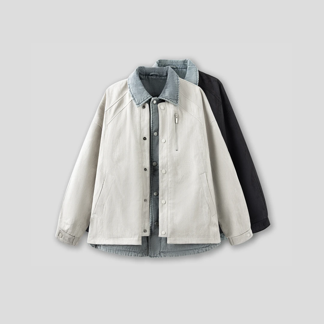 春季新款设计师版假两件水洗外套152