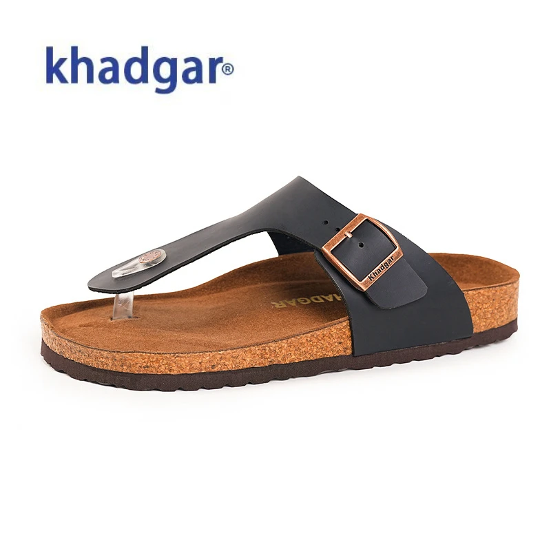 Khadgar/卡德加软木勃肯凉鞋夏季新款超纤百搭软底人字拖男女凉鞋