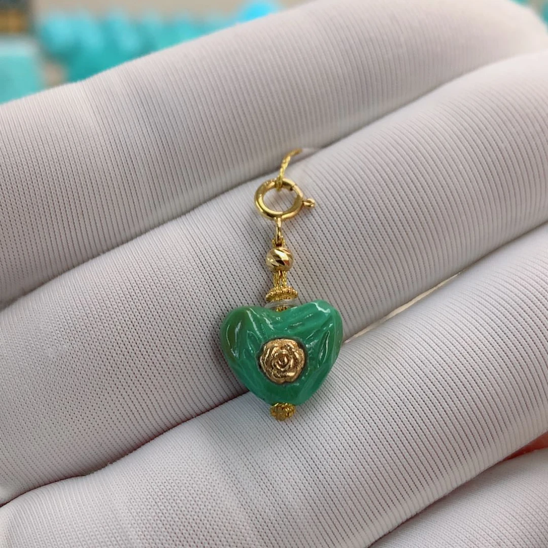 绿松石挂件18K金镶嵌