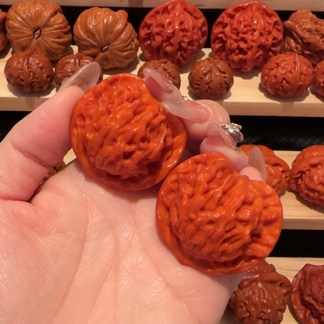 文玩核桃吊坠玉化粗筋盘山39精品1685