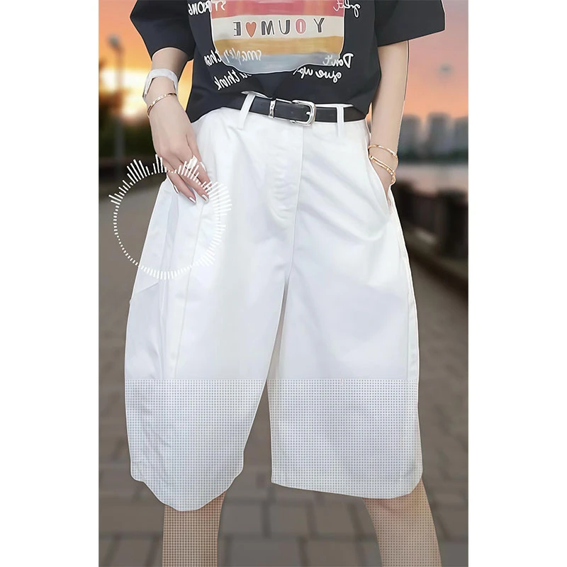 设计感休闲五分花苞裤直筒裤女爆款夏季新款宽松显瘦工装裤小个子