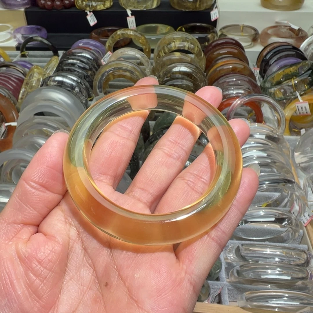 未镶嵌手镯水晶天然黄水晶手镯54口径