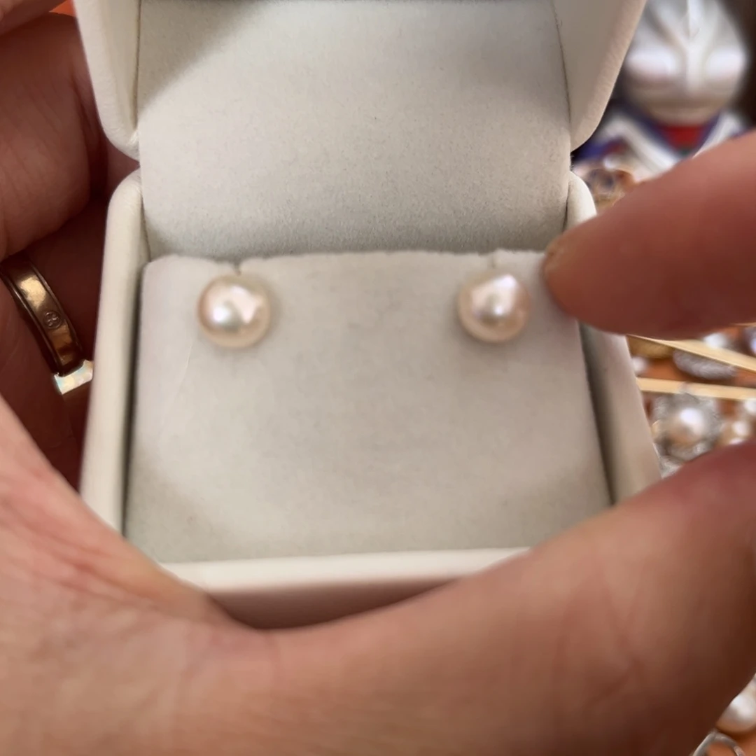 淡水珍珠手镯银S925镶嵌耳钉小白