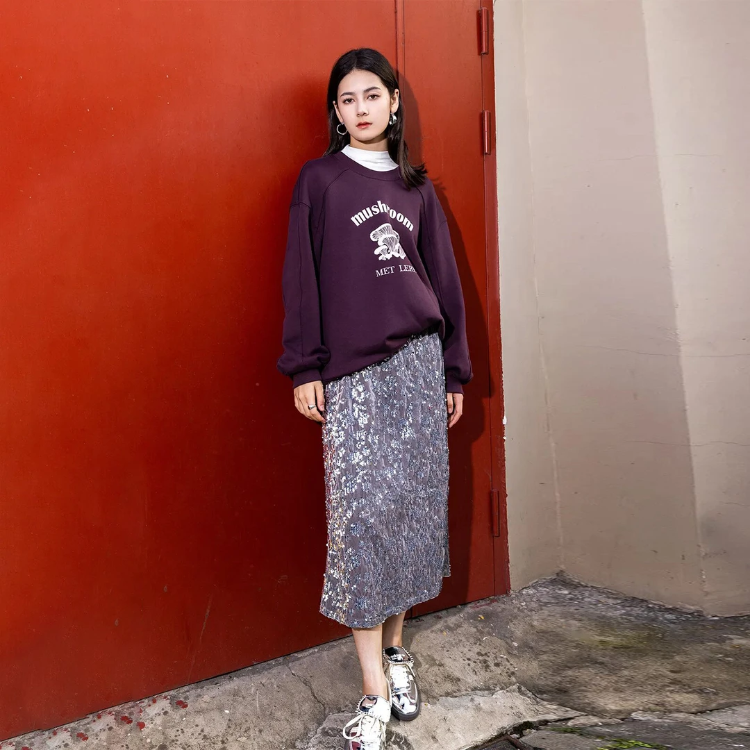 【维恩】精致时髦亮片装饰法式半身裙2025冬季新款七号铺品牌女装