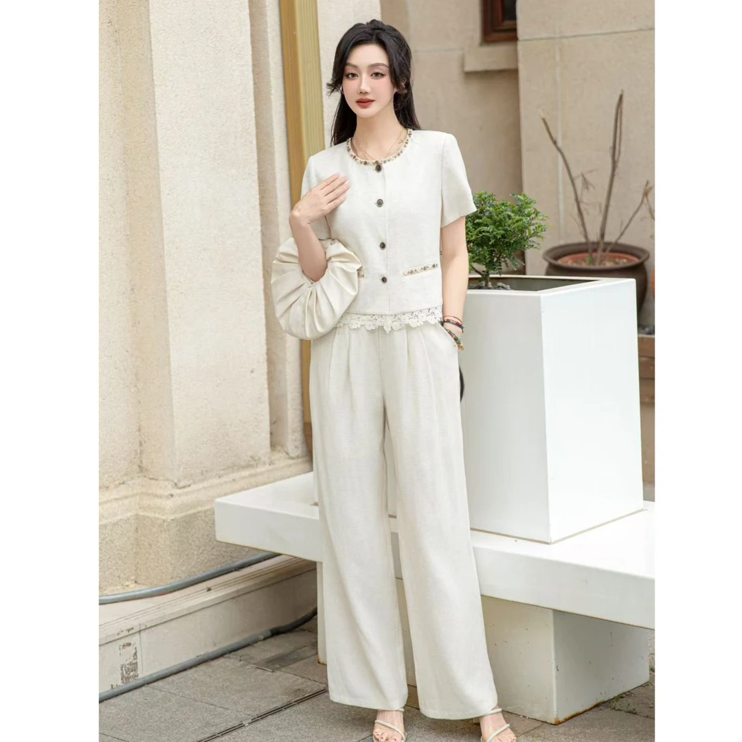 DH52516回味依衣高级感时尚设计师款两件套短袖套裤