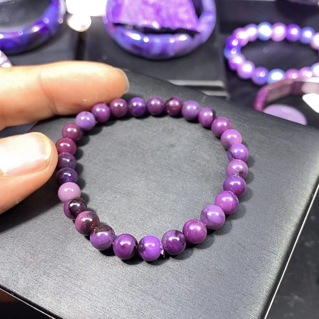 苏纪石（舒俱来）未镶嵌南非舒俱来香芋紫圆珠单圈