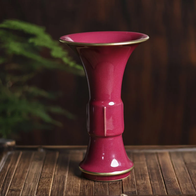 【悦生活】玫瑰红-华隐堂-描金花器（华隐S0591）