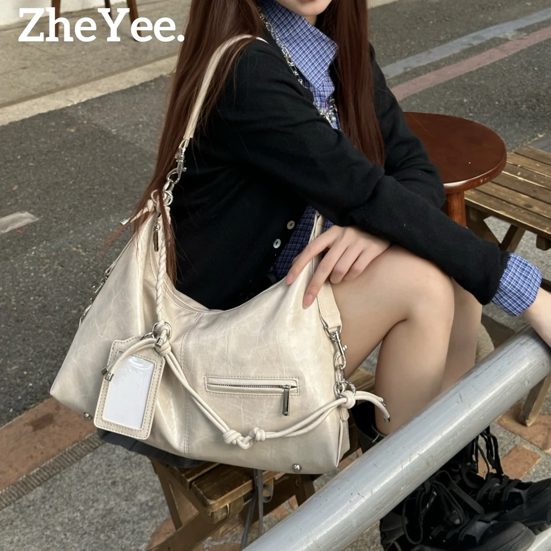 ZheYee小众复古百搭单肩包大容量女生包包软皮机车通勤包托特包