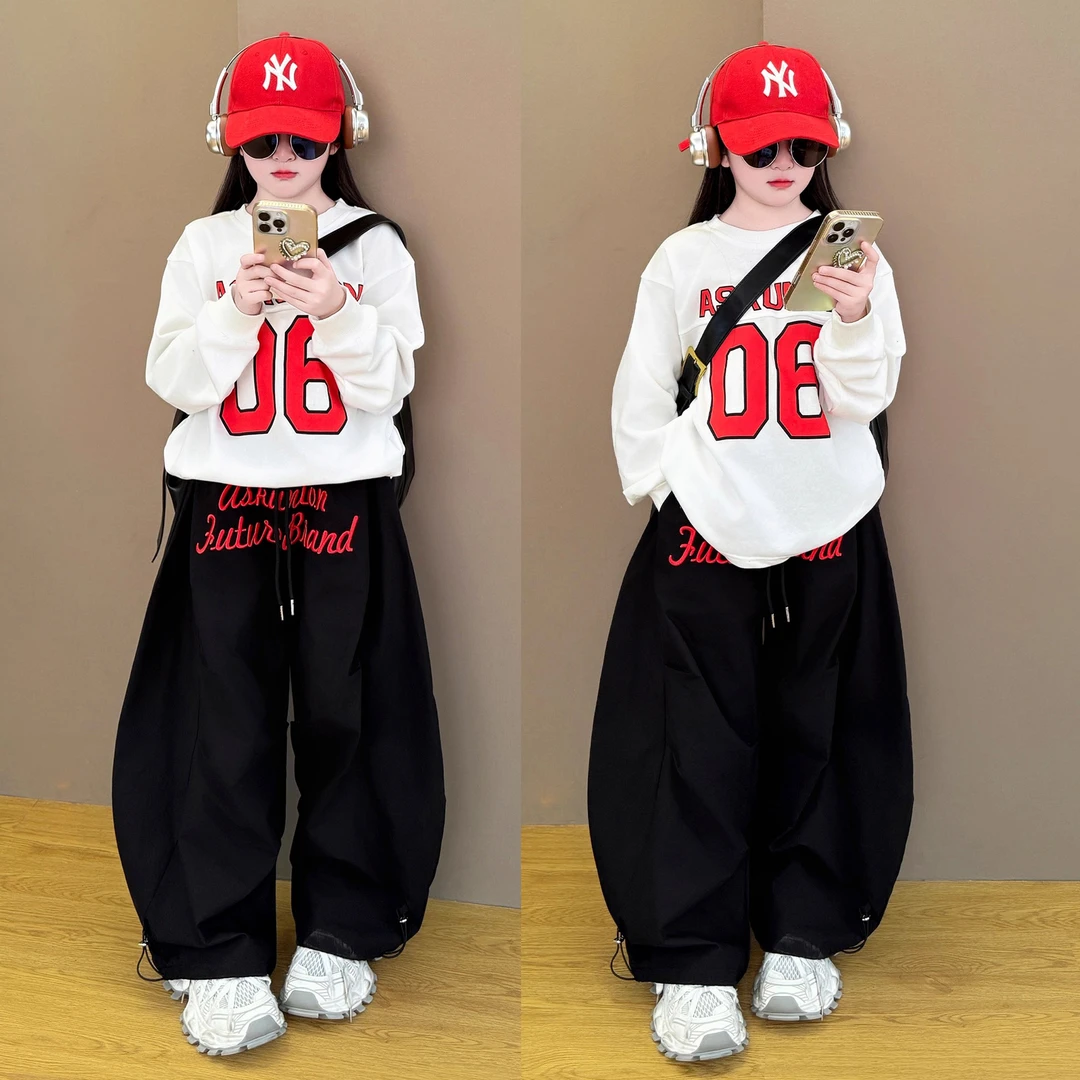 女童套装2025新款洋气韩版运动休闲服春秋季穿搭时髦卫衣两件套潮