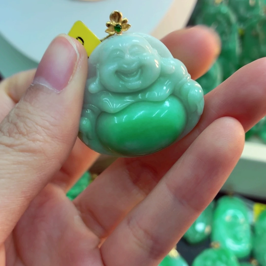 翡翠18K金镶嵌吊坠(不含链)