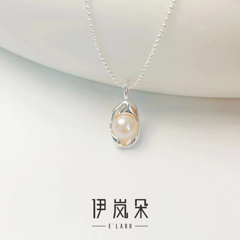 链子925银 伊岚朵【设计师】长豆荚珍珠吊坠项链｜通勤加长大码锁骨