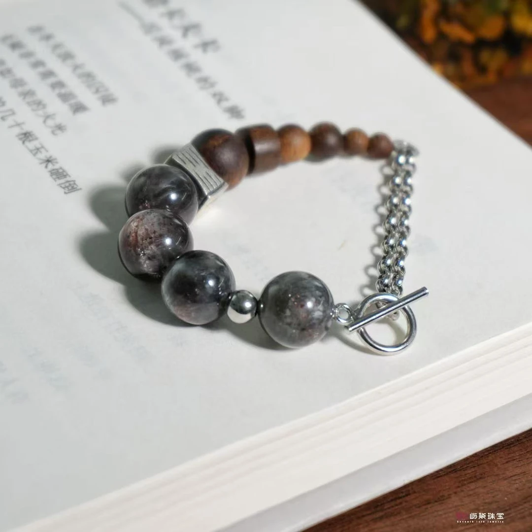 F782 长石玉银S925镶嵌 星辉骨干珠手链