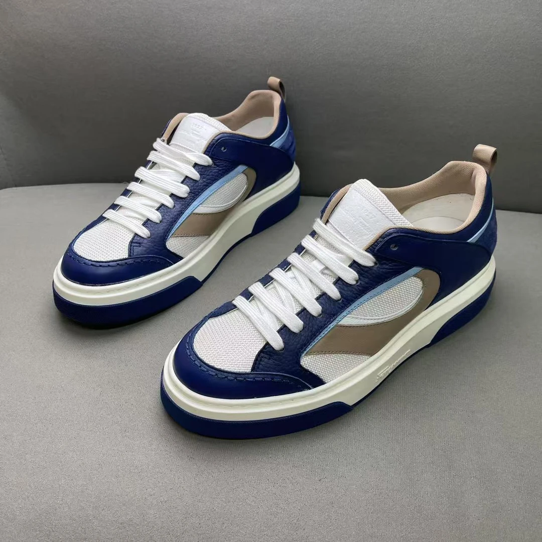 未使用 FERRAGAMO/菲拉格慕 蓝白色休闲时尚低帮板鞋 多尺码/全新