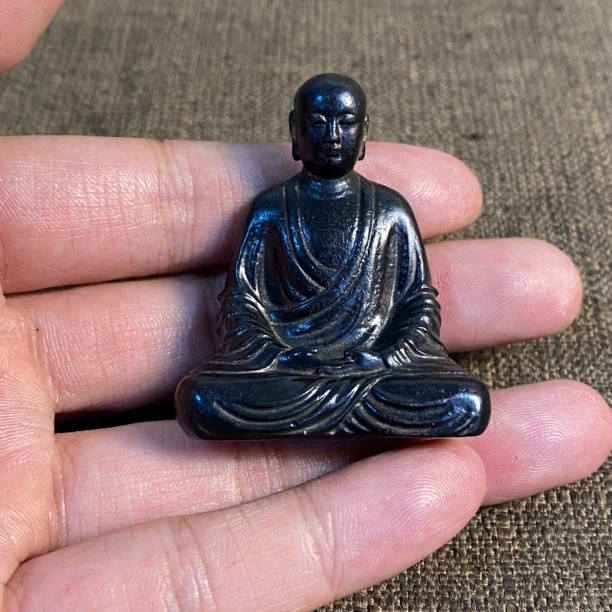 藏传天铁陨铁地藏王小摆件口袋佛