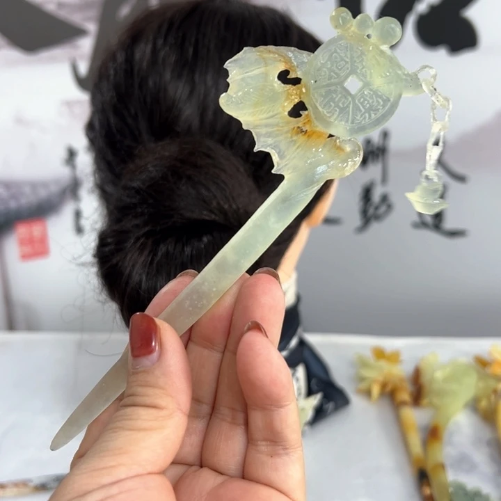 定制蛇纹石玉好****过毛货发饰