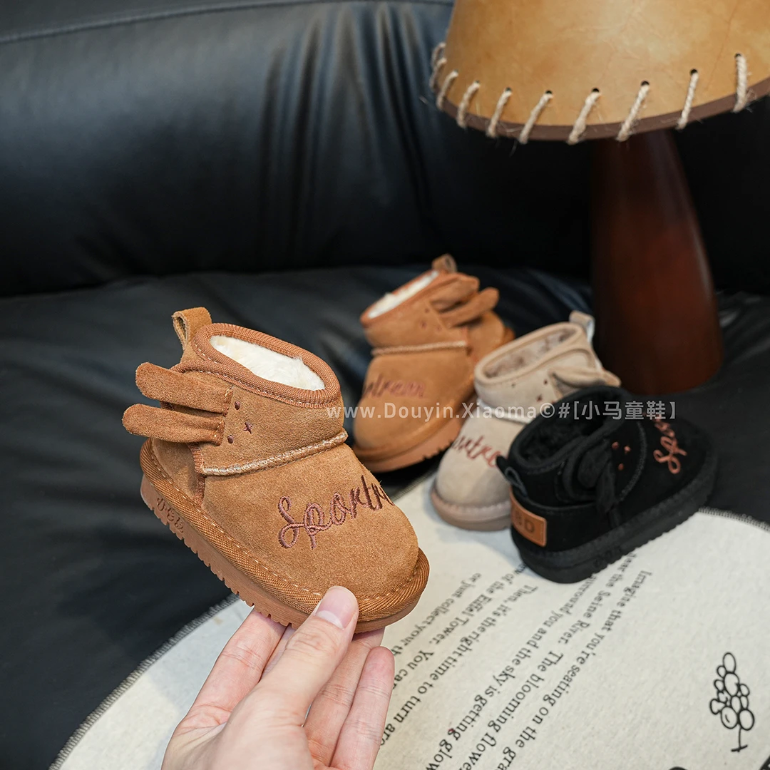 学步鞋婴儿雪地靴冬季加绒加厚男宝棉鞋软底女宝宝学步鞋儿童鞋子