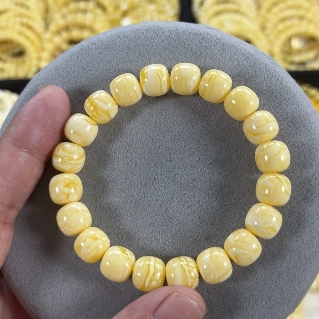 蜜蜡手串未镶嵌乌料焦皮同料白蜡橘红纹虎皮