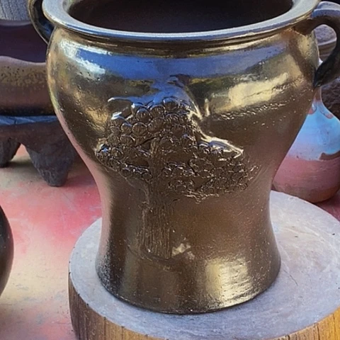 紫砂花盆口21高度24手工瑕疵