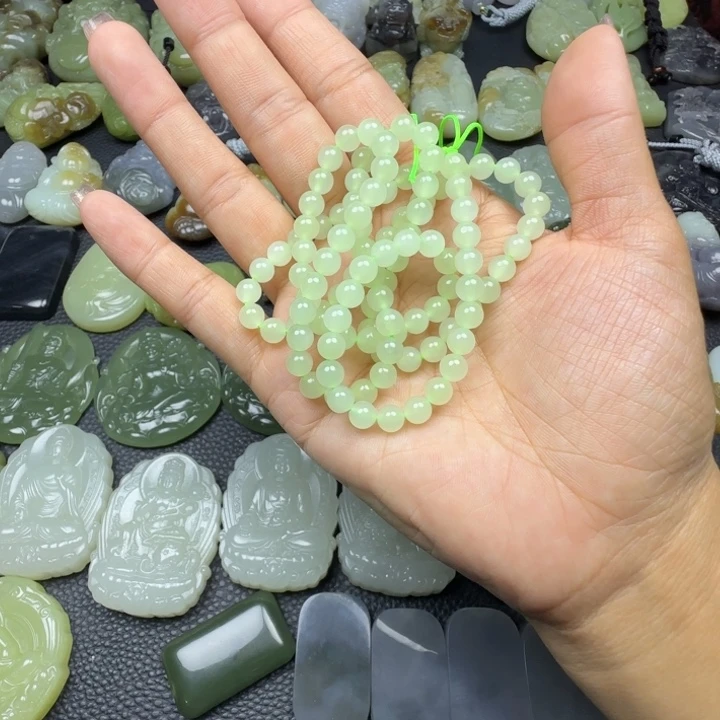 和田玉未镶嵌挂件108卡6