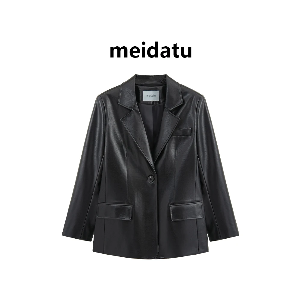 美哒兔（皮革质感）气质经典皮质西装外套（小个子版）bk4063-27