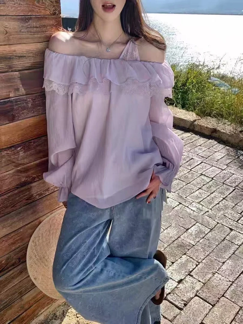 (29到49.9直播拍新款针织短款百搭假两件连帽一字肩