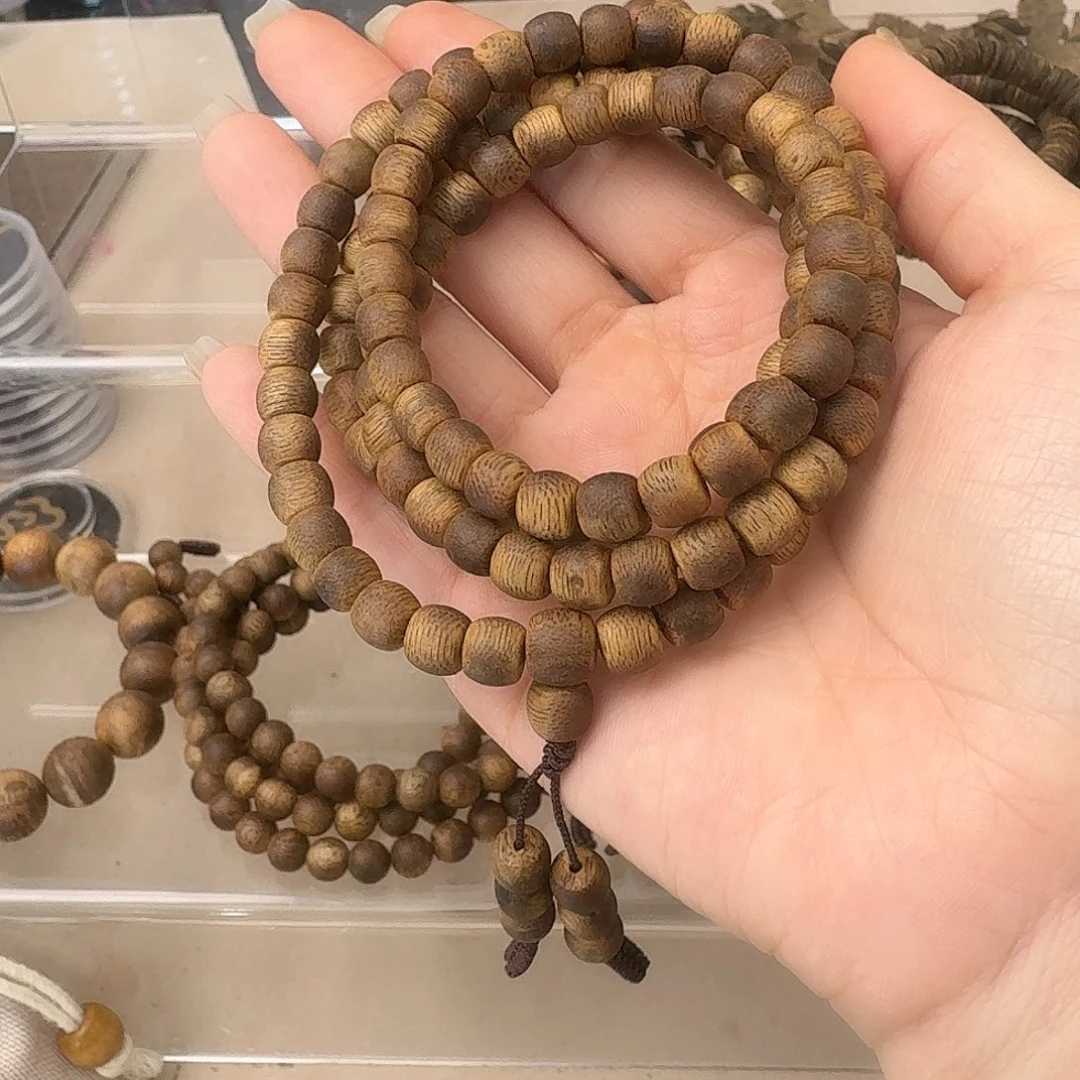 沉香手串老白棋鼓珠多圈