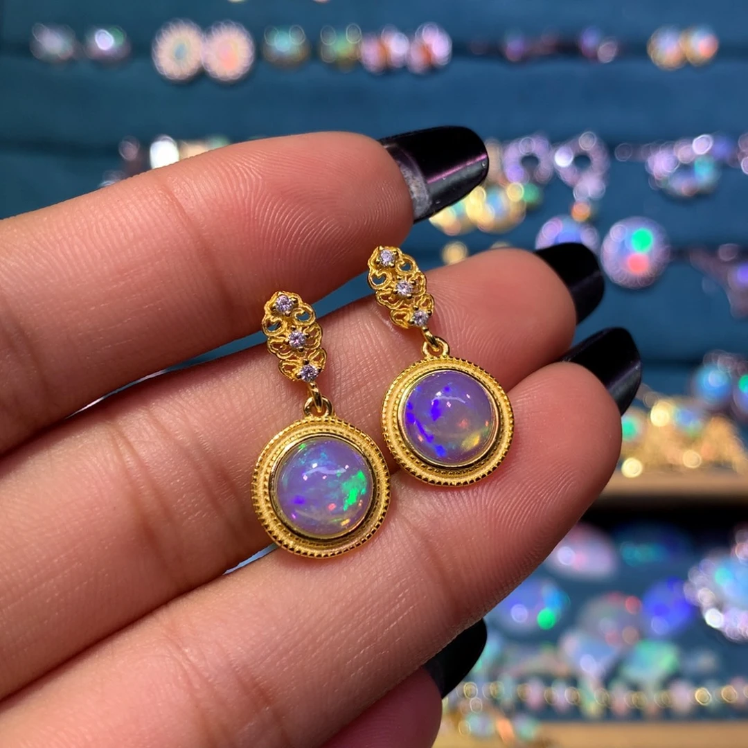 欧泊银S925镶嵌耳饰