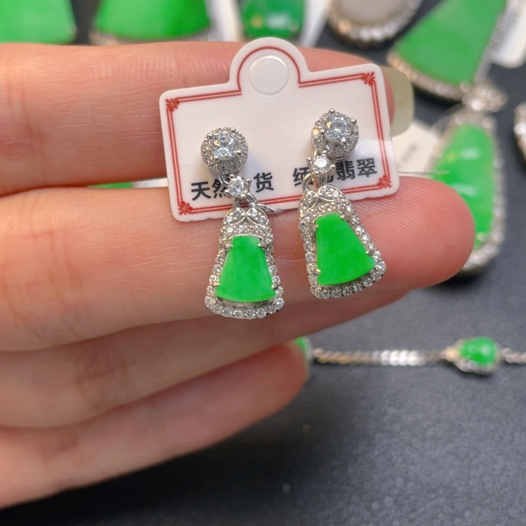 翡翠银S925镶嵌吊坠(不含链)耳坠