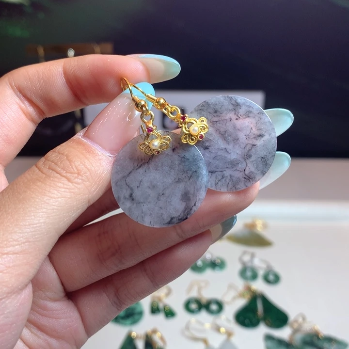 翡翠未镶嵌耳饰耳饰