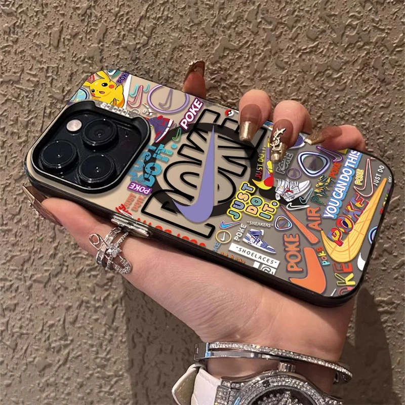 涂鸦皮卡丘勾标磁吸适用于苹果16手机壳14plus新款13潮牌个性情侣