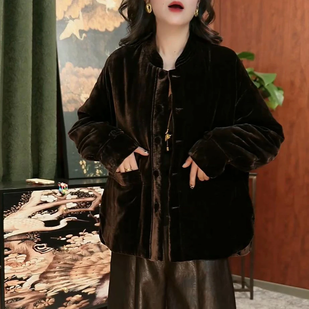 时尚圆领新中式短外套2026冬季新款小众设计感宽松显瘦巨好看上衣