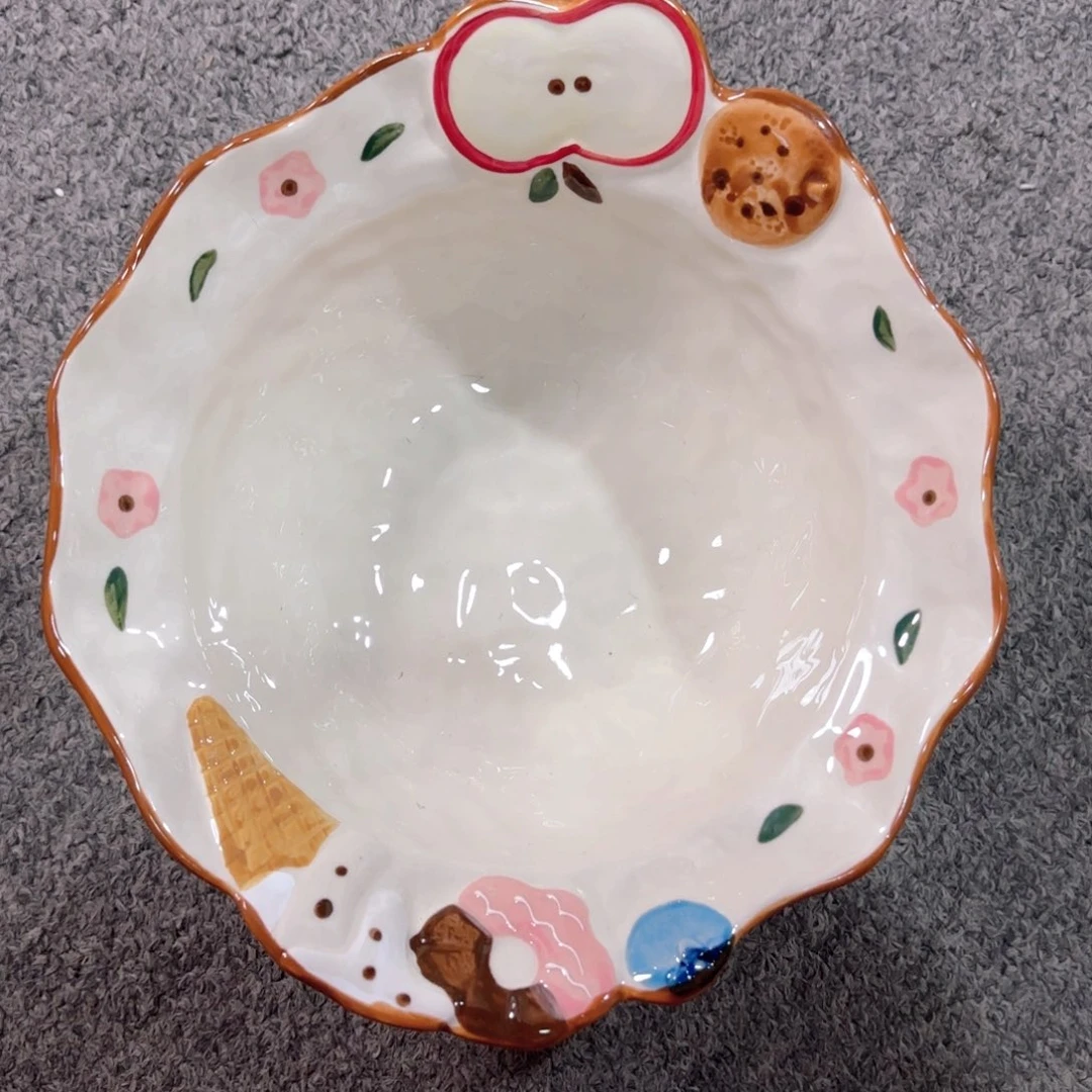 陶苹果派对八寸深盘微微瑕