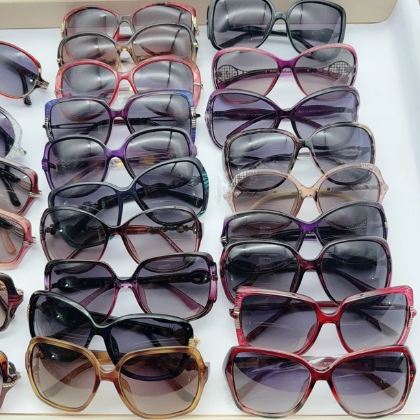 防紫外线片高档板材时尚茶色复古石头镜偏光太阳镜20付大框镜片