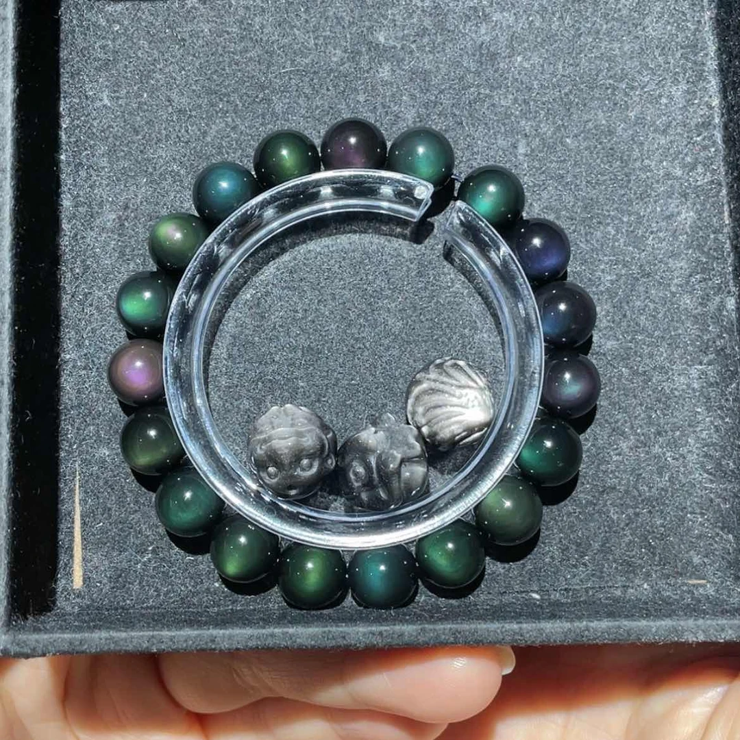 【闪购商品】未镶嵌黑曜岩手链影*