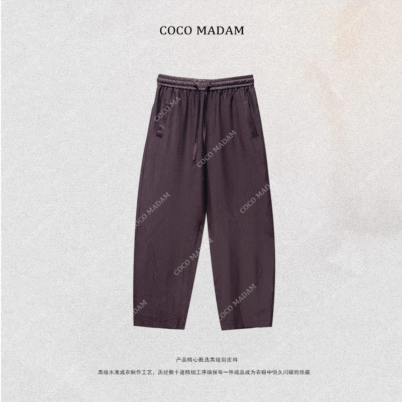 NIUNIU·T-329 时尚百搭醋酸裤抽绳衣服休闲裤