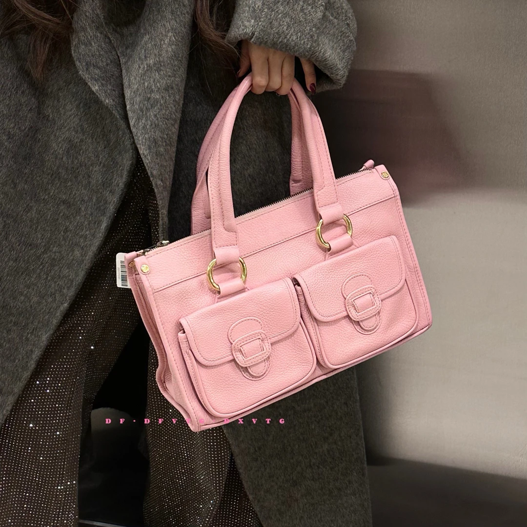 95新 Celine/思琳 celine粉色手提包