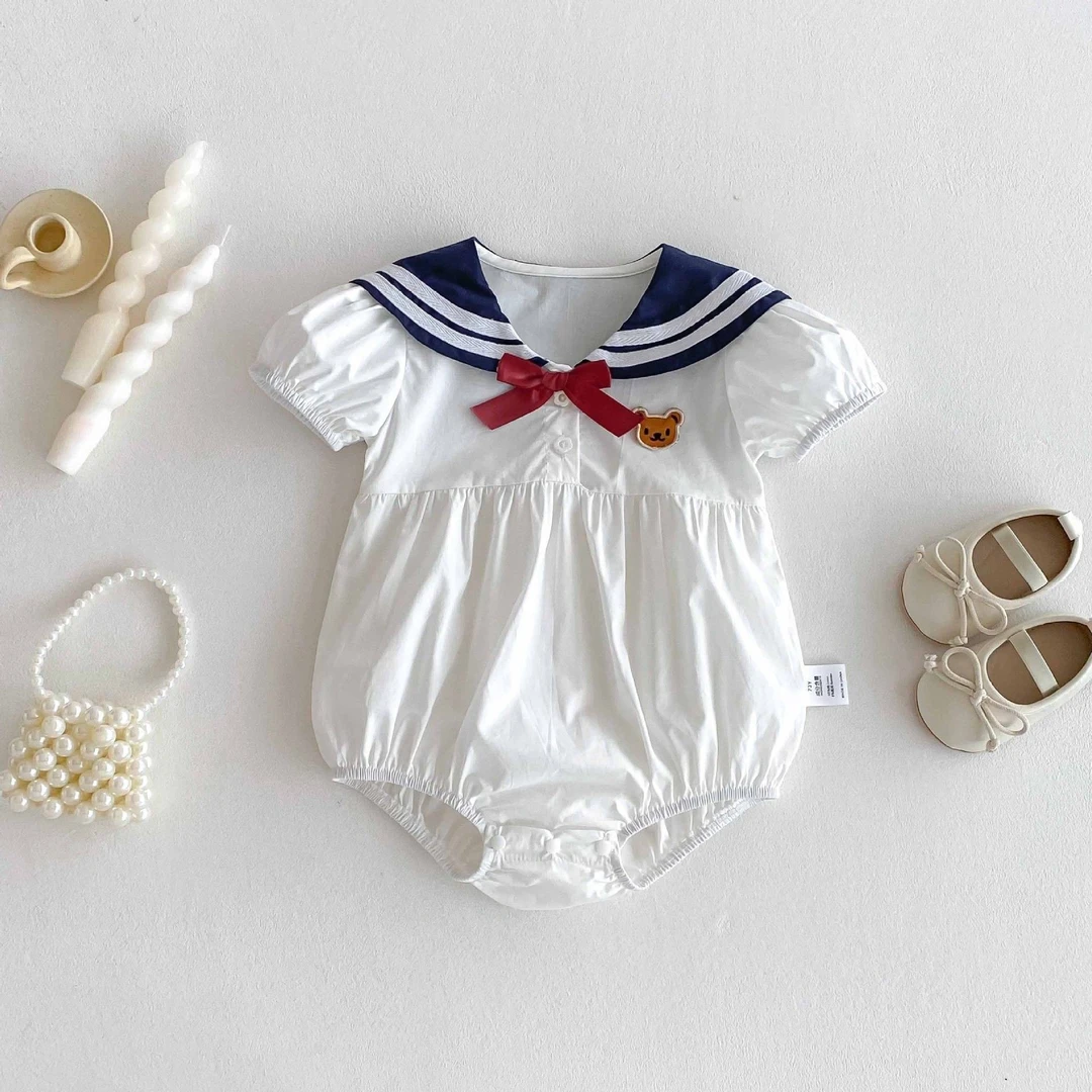 婴儿纯棉衣服夏装女宝宝学院包屁衣薄款新生儿哈衣百天周岁连体衣