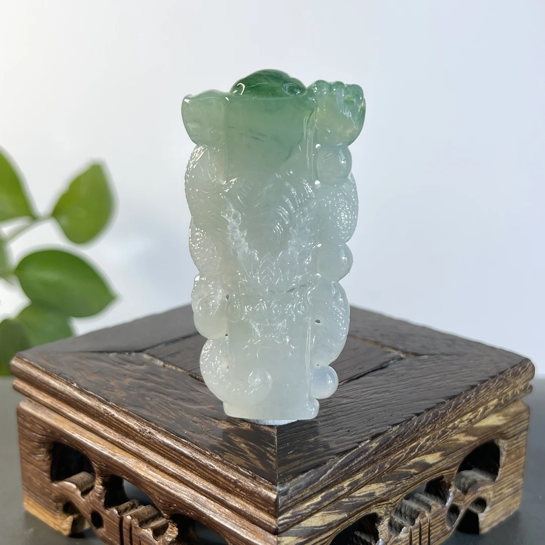 JYW29-167 天然翡翠缅甸A货 龙柱