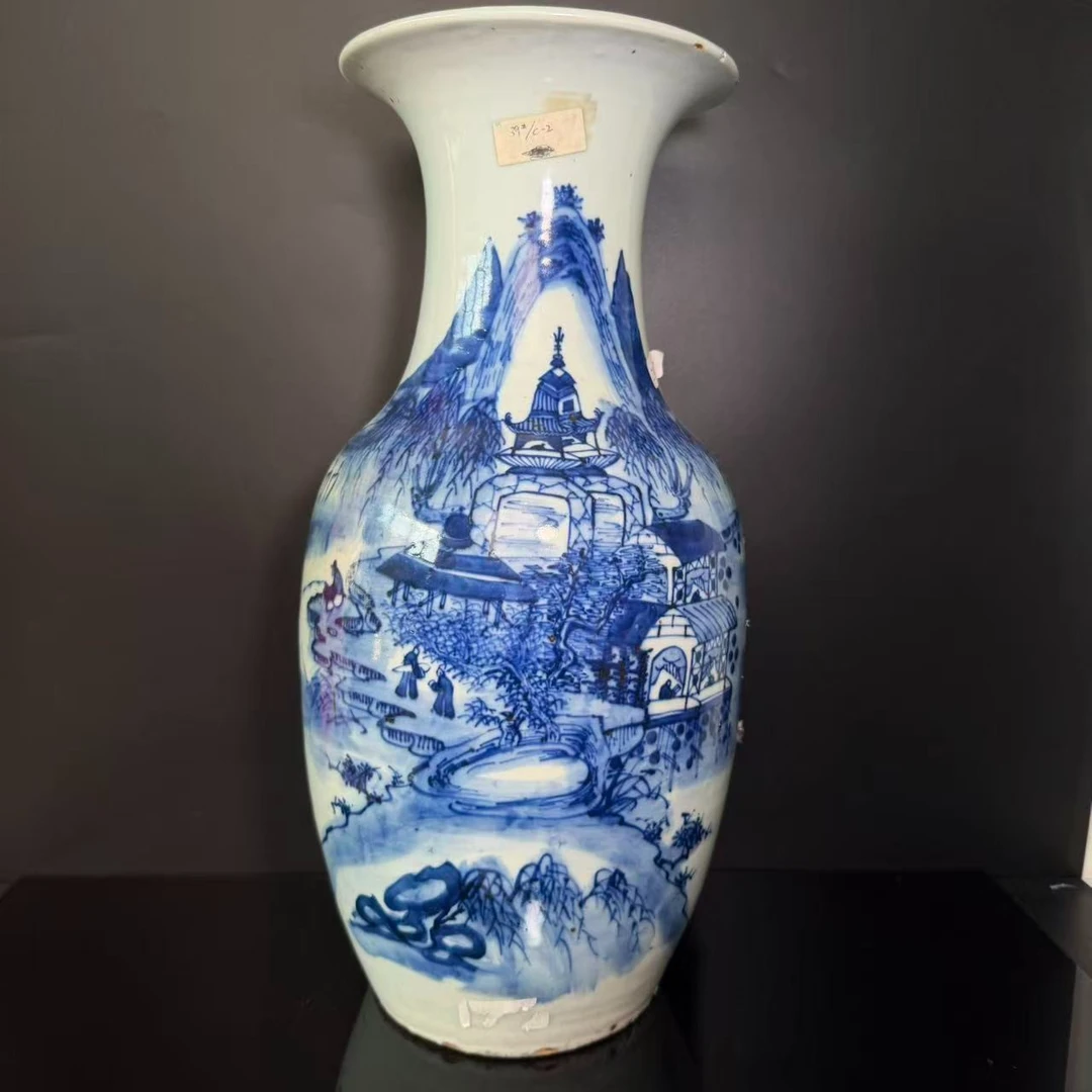 Lot32-清青花撇口瓶高44cm瓶口18cm-BJ11190028001076