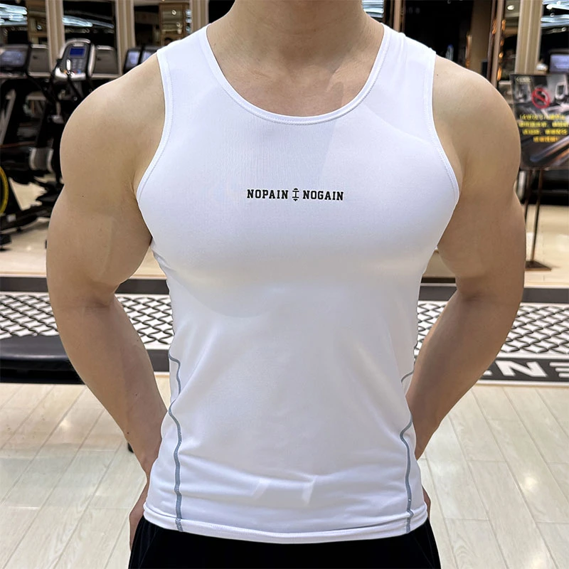 运动背心男透气弹力速干T恤吸汗紧身衣跑步健身训练服跨栏打底衫