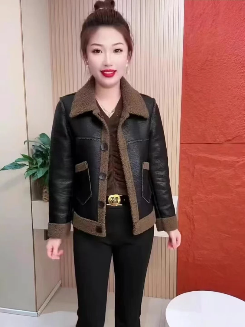 双面穿气质高档时尚皮毛一体外套秋冬新款宽松显瘦洋气减龄上衣女