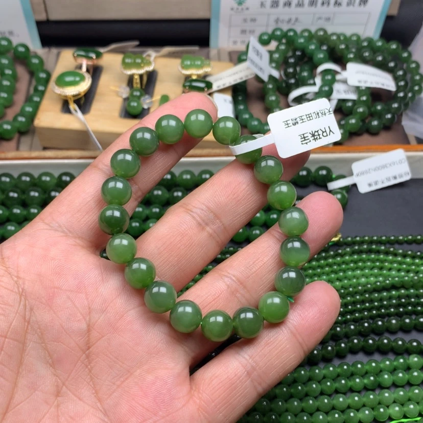 【闪购商品】未镶嵌手链和田玉（碧玉）微猫卡8